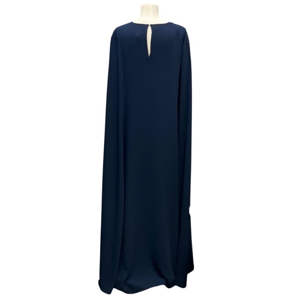 Carolina Herrera Midnight 2022 V Neck Sheath Cape Caftan Gown - Picture 3 of 6